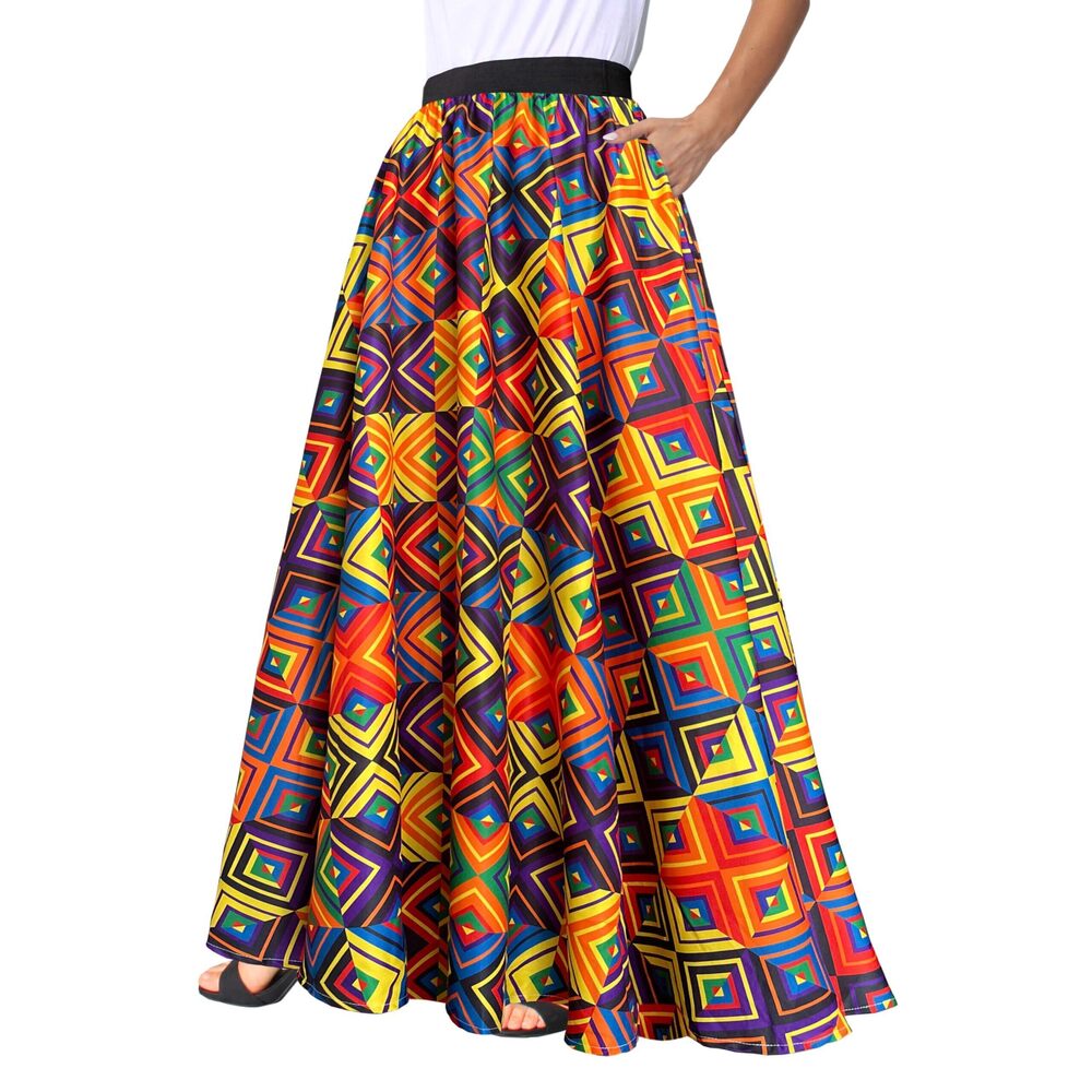 9747 African Skirt Printed Ankara Maxi Skirt Dashiki Long Skirts